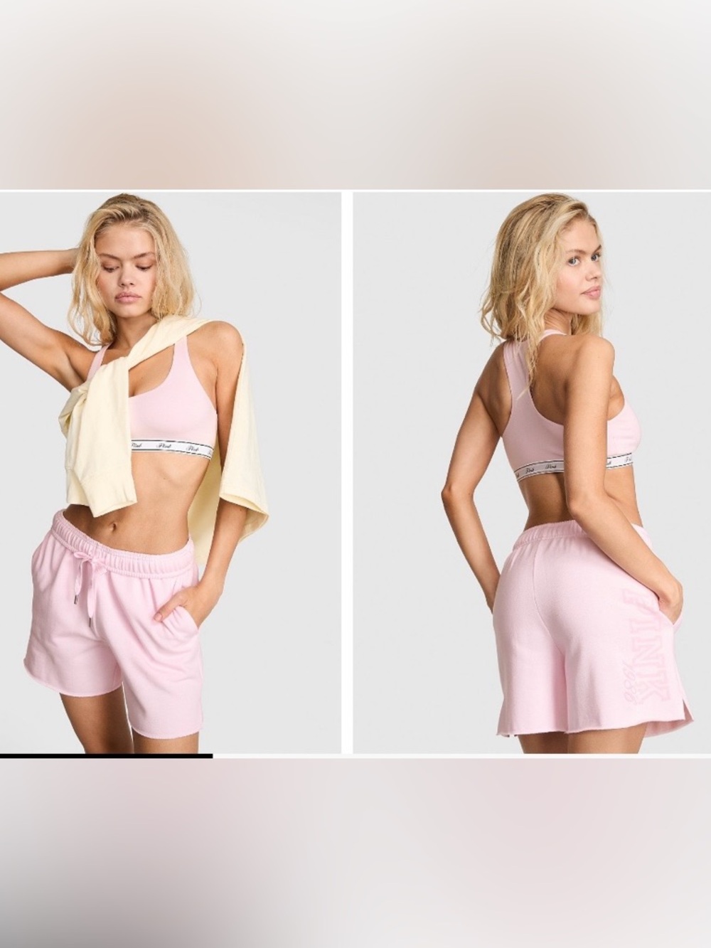 PINK Victoria's Secret Campus Fleece Shorts Pink M NWT